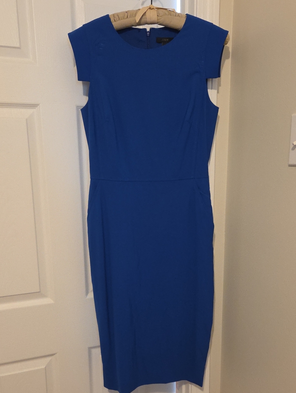 J. Crew Cobalt Cap-Sleeve Sheath Midi Dress